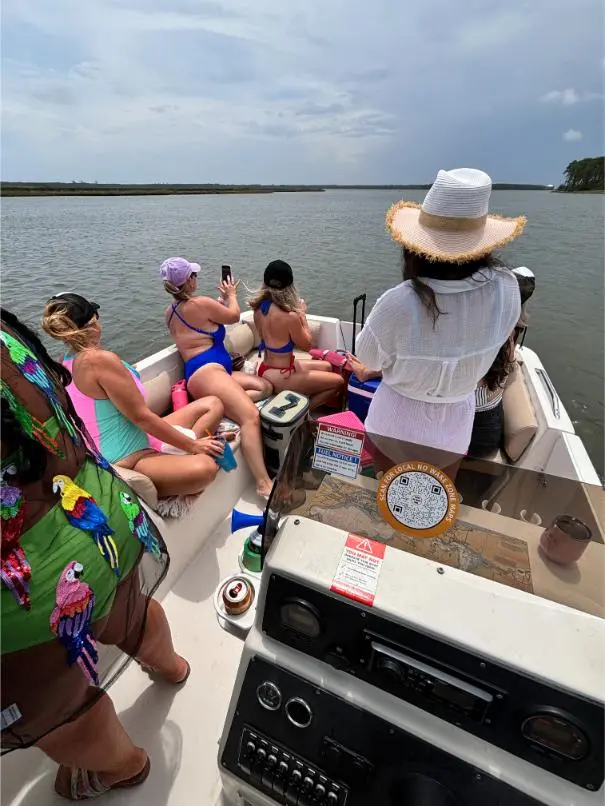 Families and groups enjoying the boat